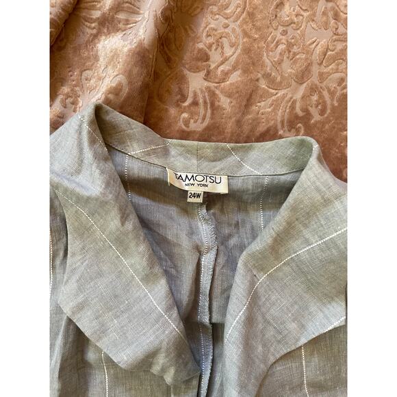 Vintage 80s linen power suit grey with open blazer and‎ pants size 24 - Picture 7 of 11